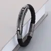 Pulsera Trenzada de Cuero con Fibra de Carbono de Moda del Fabricante Original, Joyería de Pulsera Retro de Acero Inoxidable Versátil y a la Moda para Hombre