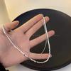 Ins Cold Style Quebrado Prata Dupla Camada Colar Mulheres de Alto Nível Design Sense Nicho Collarbone Chain 2023 Novos Acessórios