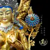 Estatua Tántrica de Tara Verde en Cobre Puro Artesanía Nepalí Tibetana Tallada a Mano