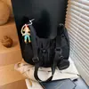 Bolsa de Ombro de Nylon Moda Coreana 2025 Novo Estilo Simples Leve Casual Transversal de Alta Qualidade com Cordão Bolsa Feminina