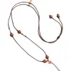 Cristal Blanco Natural Rojo del Sur Cuerda de Collar Sencilla Cuerda con Colgante de Sándalo de Laoshan Tejida a Mano Cuerda con Colgante de Jade