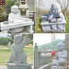 Fábrica de Esculturas de Figura de Granito ao Ar Livre Escultura em Pedra Escultura de Pequeno Monge Pequeno Monge Feliz Praticando Escultura