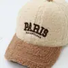 Chapéu infantil de inverno com letra PARIS, boné de beisebol com forro de fleece, quente, para idades de 3 a 10 anos, unissex, para exportação