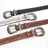 Nuevo Cinturón Ancho Embosado Estilo Retro Americano para Mujer, Cinturón de Cuero Versátil Estilo Millennial de Moda para Decoración de Jeans
