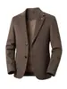 Chaqueta de traje de lana cálida de otoño e invierno para hombres de mediana edad y mayores, con forro desmontable, color liso, chaqueta de negocio de dos botones