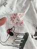 Camiseta de Manga Larga con Estampado Divertido de Dibujos Animados Estilo Coreano de Lyocell para Mujer, Delgada, Nueva, Versátil, Camiseta Base