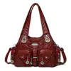 Suministro Exclusivo Transfronterizo de Moda Femenina Retro Lavado Vintage Chica Atrevida Bolso Tote Motociclista 2026 Bolso de Hombro de Gran Capacidad