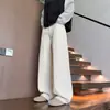 Jeans de algodón lavado estilo americano para hombre, pantalones largos casuales deportivos rectos anchos de otoño para jóvenes