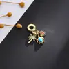 Nuevo Colgante de Hilo Dorado, Hojas Tropicales, Colgante de Piña y Pez, Incrustado con Joyería de Piedras Preciosas de Esmalte Colorido