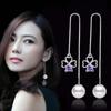 Shake Tone Quick Hand Zircon Flower Lucky Leaf Ear Line Brincos de borla longa coreanos Qing Lady Brincos Acessórios para orelha