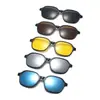 Conjunto de Lentes Polarizadas Magnéticas Transfronterizo Nuevo Uno a Cinco Clip Magnético Gafas de Sol de Moda Gafas de Sol Tr Diseñadas Especialmente para Miopía