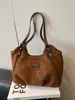 Bolsa de Camurça para Mulheres, Nova Moda Transfronteiriça Versátil Bolsa Tote para o Dia a Dia, Bolsa Casual de Ombro/Axila, Bolsa de Mão