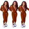 9628# Amazon wish2020 otoño popular europeo y americano para mujer, conjunto de suéter de color liso, conjunto deportivo de dos piezas