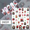 Stickers de uñas de Halloween transfronterizos calavera calabaza malvada rojo brillante tarjeta bruja graffiti stickers de uñas al por mayor