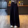 Calça Esportiva Casual de Veludo Preto Plus para Meninos e Meninas Outono Inverno 2026 Novo Estilo Quente Calça de Perna Larga Casual Solta Reta Grossa