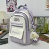 Mochila Casual Estilo College Refrescante com Bloqueio de Cores Azul e Branco Sal Marinho para Alunos do 3º ao 6º Ano para Aula, Viagem e Armazenamento