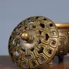 Quemador de incienso de tres patas de cobre puro, quemador de incienso doméstico para interiores, suministros para ceremonia del té, quemador de incienso estilo antiguo, artículo decorativo antiguo, regalo