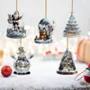 Chaveiro Pingente de Bolsa Acrílico Transfronteiriço Papai Noel e Boneco de Neve de Natal Pendente para Retrovisor de Carro