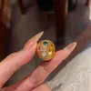 Corrente para Clavícula Estilo Francês Vintage de Luxo Leve Estilo Old Money com Studs de Diamante Escovados e Pedras Coloridas, Joia Banhada a Ouro para Presente Atacado