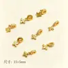 Pingente de Cabacinha e Trevo de Quatro Folhas Banhado a Ouro 24K em Prata de Lei S925 Acessórios para Pulseira DIY Contas Espaçadoras Douradas Antigas com Zircônia Pedras para Miçangas