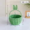 Cuerda de Papel de Pascua Tejida Oreja de Conejo Cesta de Flores de Mano Cesta para Arreglos Florales Cesta de Flores para Floristería Cesta de Regalo