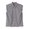 Atacado de Roupas Femininas Transfronteiriças Estilo Europeu e Americano Primavera 2026 Nova Camisa Elegante Casual Versátil Sem Mangas com Botões