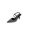 Tacones de Aguja Puntiagudos para Mujer, Estilo Popular en Línea, Sandalias Casuales de Gamuza con Correa Única de Tacón Alto, Punta Cerrada, Sin Espalda, Estilo Coreano, Talla Pequeña
