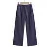 Pantalones de verano frescos con protección solar, de corte amplio, tiro alto y cintura elástica, versátiles, adelgazantes, rectos, holgados, de pierna ancha, hasta el suelo, casuales