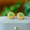 Brincos de coelho de jade Hetian incrustados de cobre Jade Jade frente coelho brocado moda brincos de gota fornecimento ao vivo