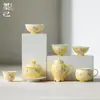 Mo Ji Xing Huang Jin Mei Xiao Xu Conjunto de Chá Gongfu Bule Doméstico Gaiwan Xícara de Anfitrião Xícara de Chá Xícara de Café Coleção de Conjunto de Chá