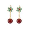 Brincos de estilo chinês Brincos femininos High-end Flower Enamel National Tide Palace Style Brincos banhados a ouro Brincos elegantes jóias de orelha