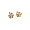Brincos Pequenos Estilo Chanel de Floco de Neve, Brincos de Tarraxa Luxuosos de Girassol com Strass Naturais Incrustados de Diamante, Acessórios de Orelha Fofos de Nicho