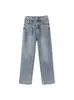 Jeans de Pierna Ancha High Street Americanos para Mujer, Invierno Tallas Grandes Nuevo Holgado Nicho Petite Pierna Recta Largo hasta el Suelo Modernos