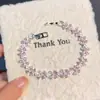 Pulsera de Lazo Completa de Circonita Rosa Blanca Brillante Primavera y Verano Dulce Lujo Ligero Gama Alta Pulsera Blanqueadora con Falda