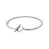 Pulseira Pandora em Prata S925 Cobre-Branco Banhada a Prata Fivela T Coração Corrente de Osso de Cobra Temperamento Versátil Luxo Leve Corrente de Osso de Cobra