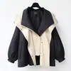 Moda Femenina Otoño 2026 Nuevo Amazon Transfronterizo Corte Holgado Con Capucha Cremallera Patchwork Gabardina
