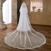 Véu longo de catedral com duas camadas e acabamento francês, véu de noiva para cerimônia de casamento, comércio exterior transfronteiriço