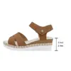 Sandálias Femininas de Salto Anabela com Plataforma Grossa Peep-Toe Tamanho Grande 43 Verão 2025 Solado de Linho Praia Outdoor Abertas na Ponta