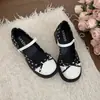 Sapatos Femininos de Salto Grosso Retro com Bolinhas 2026 Primavera Verão Outono Novos Sapatos Mary Jane Versáteis de Couro Macio Francês Combinando com Saias