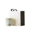 Taza de Té de Cerámica con Tapa y Separación de Té y Agua para Uso en la Oficina, con un Logo Festivo de Regalo con un Diseño de Ceniza de Hierba, Caqui y Panda