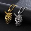 Collar de máscara de fantasma de marca japonesa de moda, estilo retro punk hip-hop, con cuerno Domingy Prajna y cara de fantasma.