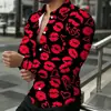 Camisa masculina de manga comprida, camisa estampada da moda, corte justo, nova moda em vestuário masculino transfronteiriço