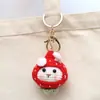 Colgante de Crochet Hecho a Mano Acabado Hilo Fresa Bollo Adorno Llavero Tejido Accesorio para Bolsa Hecho a Mano Creativo
