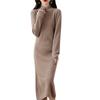 Vestido Cheongsam Outono e Inverno Novo Suéter de Caxemira Feminino Gola Alta Média Comprimento Acima do Joelho Emagrecedor Camisa Base de Lã Tricotada
