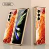 Lujo ligero para teléfono móvil con pantalla plegable Samsung zfol5, carcasa de vidrio galvanizado pintada, cubierta protectora resistente a caídas fol5