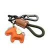 Hazte Rico Inmediatamente Colgante de Llavero para Coche Hecho a Mano de Cuero de Vaca Cuerda de Llavero Elegante Simple Exquisito para Pareja Hombre y Mujer
