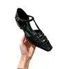 Fivela de cinto Sandálias Romanas para mulheres, novo estilo coreano 2026, bico quadrado, design vazado, aumento interno de altura, sandálias romanas de tira T fashion, estilo INS