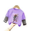 2026 Nova Camiseta Estilosa de Algodão Puro para Meninos, Manga Longa, Solta e Versátil, Camada Base Outono Inverno, Roupa Infantil