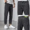 Jeans Masculino Tendência Lavado Retrô Masculino Solto Reto Casual Versátil Emagrecedor Cropped
