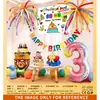 Set de Globos Feliz Cumpleaños Decoración de Fondo para Fiesta Infantil Decoración Suministros Niños y Niñas Bebé Un Año